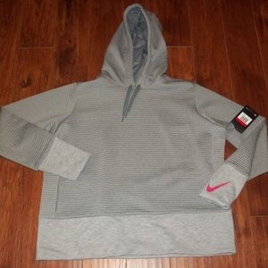 NIKE DriFit Grey Ribbed Hooded Pullover NWT!